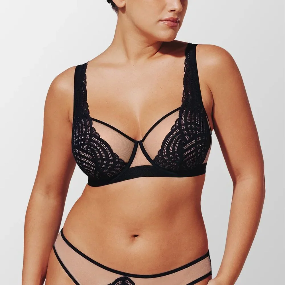Thirdlove Deco Lace Unlined Bra in Black size 40E